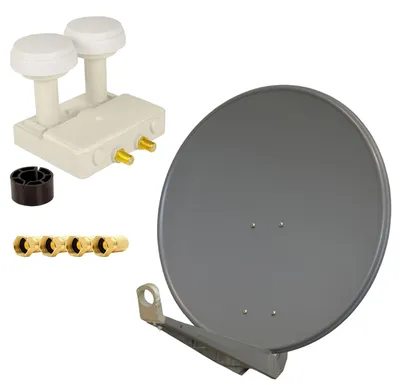 Produktbild von PremiumX DELUXE85 Alu 85cm Digital SAT Schüssel Anthrazit Monoblock Twin PXMB-6TW WE 4x F-Stecker