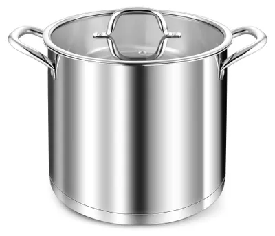 Image de Casserole en inox - Marmite à soupe - 10 litres - 24 cm - Avec couvercle en verre
