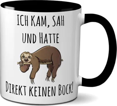 Produktbild von TassenKing Tasse mit Spruch ICH KAM, SAH UND HATTE DIREKT KEINEN BOCK! - Geschenk für Kollegin, Chef, Chefin Sprüche Tassen schwarz lustig