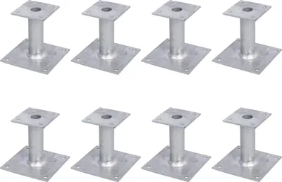 Zdjęcie produktu dla Alberts 8 x podstawa słupka, płyta 150x150 mm, rura Ø 42 mm, ocynkowana ogniowo, do przykręcenia