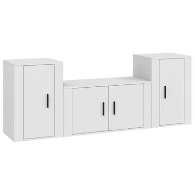 Produktbild von vidaXL 3-tlg. TV-Schrank-Set Weiß Holzwerkstoff