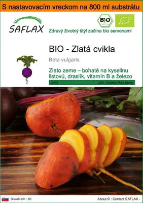 Obrázok produktu pre SAFLAX Garden in the bag - BIO - Zlatá cvikla - Beta vulgaris - 50 Semená - S pestovateľským substrátom v praktickom samostaviteľnom vrecku