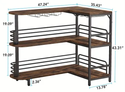 Immagine prodotto di Mobile bar a forma di L – Angolo bar – Mobiletto bar – Porta bevande – Mobile bar – Design angolare salvaspazio