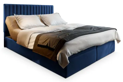 Produktbild von Masseno Boxspringbett MURLO 180x200 cm Komplett-Set mit Bonell Matratze und Topper, Polsterbett mit Bettkästen -Blau, KRONOS 09
