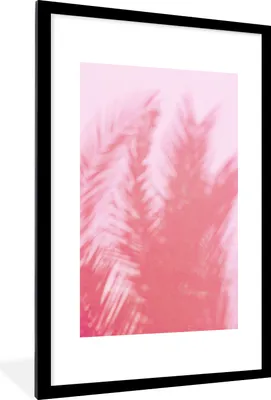 Produktbild von MuchoWow® Gerahmtes Poster Pflanzen - Blätter - Rosa 60x90 cm - Poster mit Schwarzem Bilderrahmen Wandposter Rahmen Foto Bilder - Dekoration - Wandposter Wohnzimmer - Hochwertig