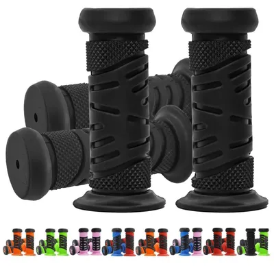 Immagine prodotto di Manopole per bicicletta, gomma, 22 mm, 95 mm, nere, set da 2, con paraurti