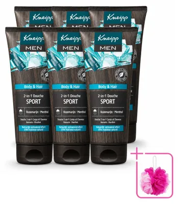 Image de 6 x Gel douche et shampooing 2-en-1 Kneipp Homme Sport - 200 ml - Pack économique - 6 pièces