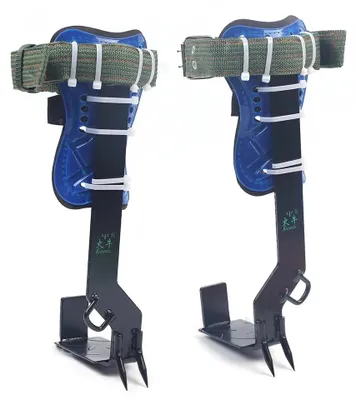 Produktbild von Baumkletterset - Klettersporen aus gehärtetem Kohlenstoffstahl - Verstellbare Riemen - 2,05 m Seil - Ergonomische Fußplatten - Für Außenarbeiten - Blau