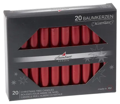 Produktbild von Baumkerzen Edelglanz Rubin Rot 95 x Ø 13 mm, 20 Stück