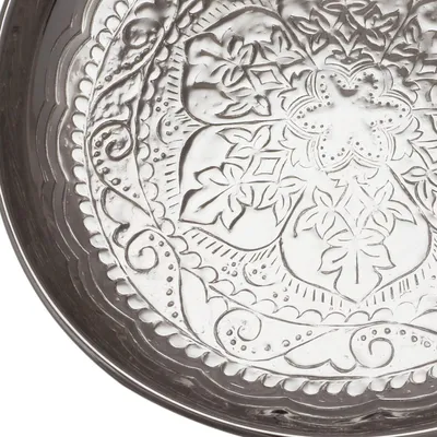 Produktbild von Handgefertigtes orientalisches Teetablett Afet aus silberfarbenem Metall, 31 cm