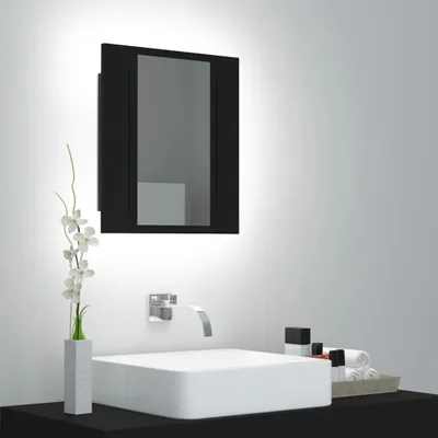 Obrázek produktu pro The Living Store LED koupelnová zrcadlová skříňka černá 40x12x45 cm akrylátová
