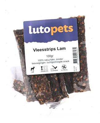 Productafbeelding van Lutopets Lamsvleesreepjes – 100 g – Hondensnack met lamsvlees