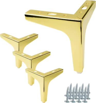 Obrázok produktu pre sada 4 nábytkových nôh Kotva zlatochróm, výška 13 cm, kov, lesklý povrch, ideálny doplnok pre moderné kusy nábytku
