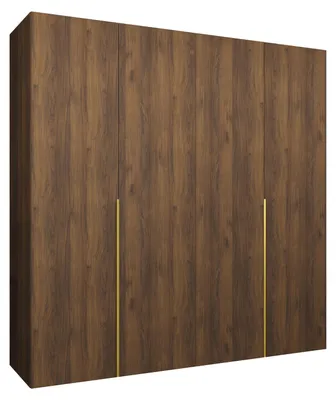 Produktbild von MEBLE KRYSPOL, Kleiderschrank, Schrank 200x202x52, Warmia-Nuss, Griff Gold