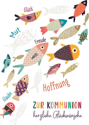 Produktbild von CACTUS Kommunionskarte "Fischschwarm"