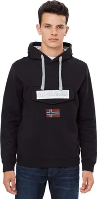 Produktbild von Napapijri Burgee 2 Kapuzenpullover schweres Fleece Rainforest Design Schwarz XXS