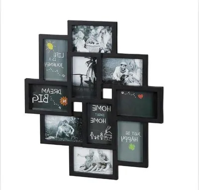 Obrázok produktu pre Plastový fotorámik 55 x 50 cm, čierny, na 10 fotografií, vertikálne alebo horizontálne