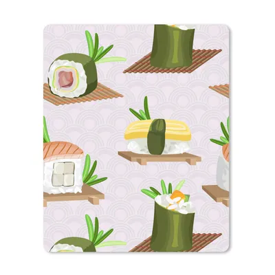 Produktbild von MuchoWow® Mauspad Mousepad Muster - Lebensmittel - Sushi - Japan 19x23 cm - Mousepads - Maus Mat - Pad - Mausunterlage - Mauspads - Spielen