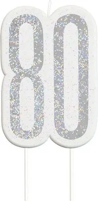 Produktbild von Glittering 80th Birthday Tortenkerze silber