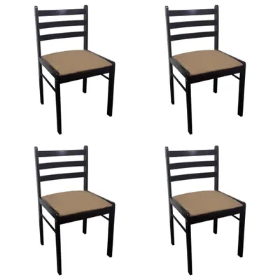 Produktbild von vidaXL Esszimmerstühle 4 Stk. Braun Massivholz Gummibaum und Samt