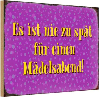 Produktbild von vianmo Holzschild 12x18 cm nie zu spät für Mädelsabend Dekoration