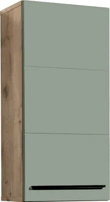 Produktbild von Hängeschrank >Vista< 1 Tür, 1 Boden, schilfgrün / viking oak Nachbildung - 34x70x23cm (BxHxT)