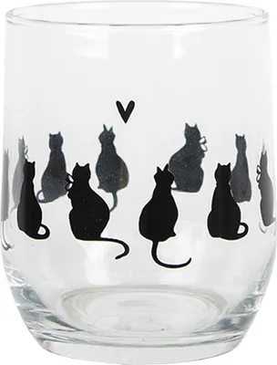 Image de Clayre & Eef Verre à eau 300 ml Transparent Verre Chats