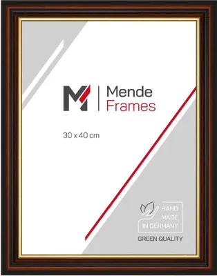 Produktbild von MendeFrames H015 Holzrahmen Goldkante braun 42x59,4 cm Museumsglas