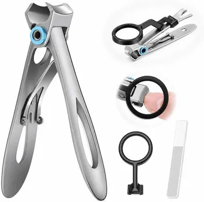 Produktbild von Nagelpflege-Set – Edelstahl – 3-teilig – Mit Lupe und ergonomischen Griffen – Für Senioren und dicke Nägel