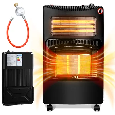 Produktbild von TolleTour Gasheizung für Innenräume,Gasheizung 4200 Watt gasofen für innenräume inkl. Schlauch und Druckminderer,Infrarot Keramikbrenner,Heizstrahler,Butan- oder Propangasflaschen bis 15kg, Gas+Strom