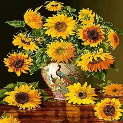 Produktbild von NORIMPEX Kleiner Ofen nach Zahlen, Vase mit Sonnenblumen, 40 x 50 cm