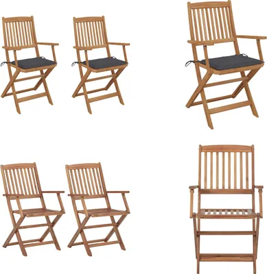 Produktbild von vidaXL Klappbare Gartenstühle 2 Stk. mit Kissen Massivholz Akazie - Gartenstuhl - Gartenstühle - Gartensessel - Klappstuhl