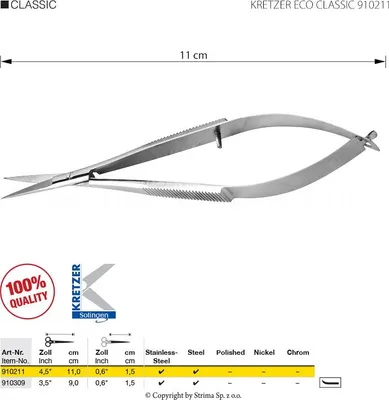 Obrázok produktu pre Nožnice pre presné strihanie KRETZER ECO CLASSIC 910211