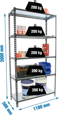 Produktbild von Simonrack Schwerlastregal SIMONCLICK SUPERPLUS 5 8425437098178 anthrazit, silber 110,0 x 50,0 x 200,0 cm