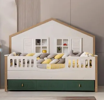 Obrázek produktu pro Rám postele Dětská postel 200 cm Postel Dětský pokoj Rámy postelí Světlé dřevo