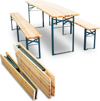 Produktbild von Bituxx Bierzeltgarnitur Biertischgarnitur Bierbankgarnitur Festzeltgarnitur Biergartengarnitur Bierbank Biertisch Klappbar 1x Tisch 2x Bänke 220cm MS-18761