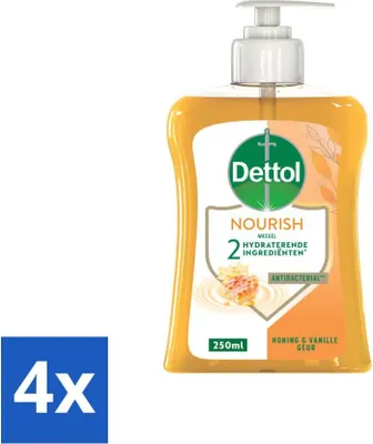 Obrázek produktu pro Dettol Mýdlo na ruce Vyživující med a vanilka 250 ml - hodnotné balení - 4 kusy