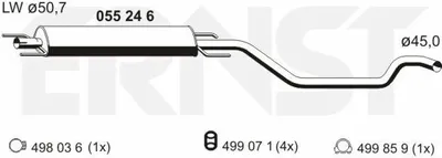 Produktbild von ERNST 055246 Mittelschalldämpfer Schalldämpfer für OPEL ZAFIRA B (A05) Zafira A (T98) ZAFIRA B Van