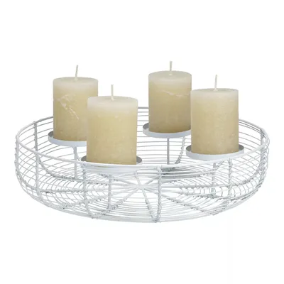 Produktbild von Adventskranz aus Metall Weiß 36 cm