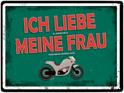 Produktbild von Ich liebe es, wenn mich meine Frau Motorrad fahren lässt Metallschild XXL mit