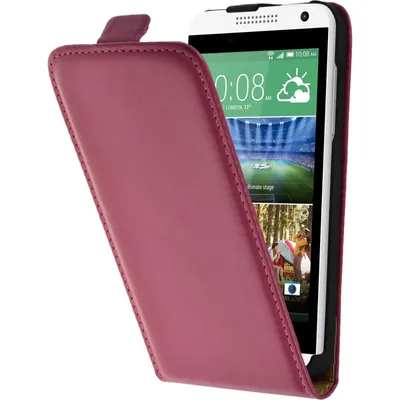 Produktbild von PhoneNatic Kunst-Lederhülle kompatibel mit HTC Desire 610 - Flip-Case pink + 2 Schutzfolien