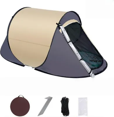 Produktbild von Automatik-Schnellaufbauzelt 190T Silberbeschichtung UV-Schutz wasserdicht 1-2 Personen Campingzelt