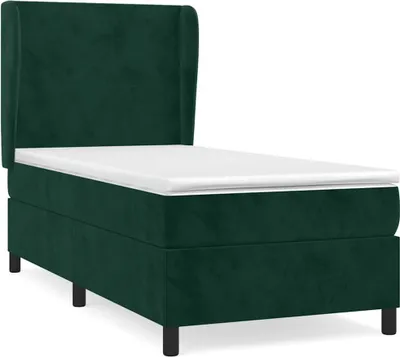 Imagen del producto de Cama con somier y colchón de la marca vidaXL, color verde oscuro, 90x200 cm, tapizada en terciopelo
