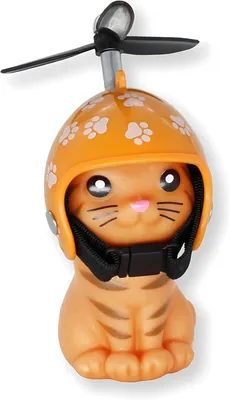 Productafbeelding van Rubber katje fietsdecoratie - Met helm en propeller