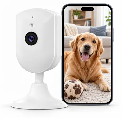 Productafbeelding van 4MP bewakingscamera voor binnen, WLAN, indoor camera voor baby's, huisdieren, hondencamera met nachtzicht, PIR-bewegingsdetectie, tweewegs audio, 2.4GHz WiFi