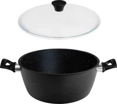 Obrázek produktu pro REMOSKA EUROPA Hrnec s nepřilnavým povrchem 28 cm 5 l Granit Třívrstvý povrch Pevné hliníkové jádro 4,5 mm Indukce Česká republika Poklice R2003228129
