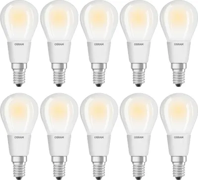 Image de 10 ampoules LED à filament Osram Parathom goutte 6 W = 60 W E14 mat 806 lm blanc chaud 2700 K