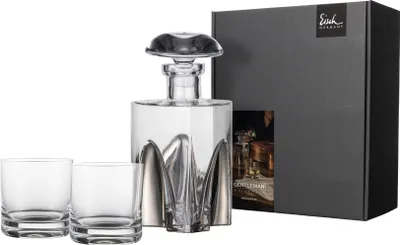 Produktbild von Eisch Whisky Geschenkset Gentleman Platin 3-tlg., 2 Becher mit Karaffe, Kristallglas, Platin, 86577498