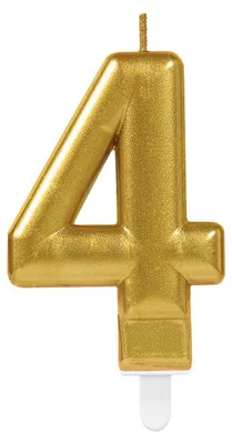 Immagine prodotto di Amscan 10023024 Numero Candela #4 Oro Metallico-1 Pz, 40 40 Candela