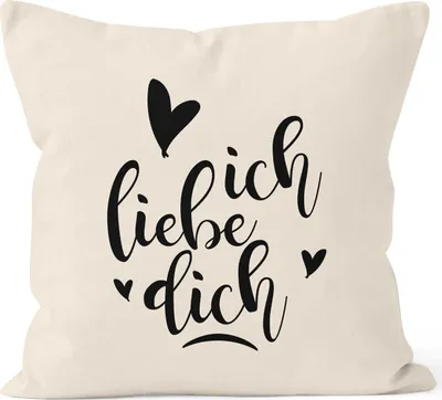 Produktbild von Kissenbezug Ich liebe Dich I love You Liebe Love Geschenk Frau Freundin Mann Freund Zuneigung Kissen-Hülle Deko-Kissen Baumwolle MoonWorks® natur 40cm x 40cm